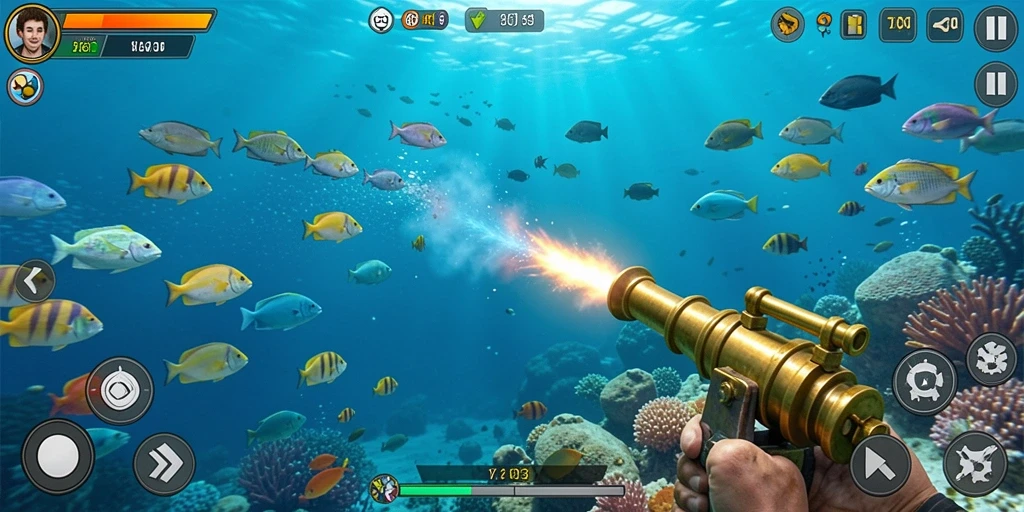 Screenshot dari pertarungan epik melawan monster besar.